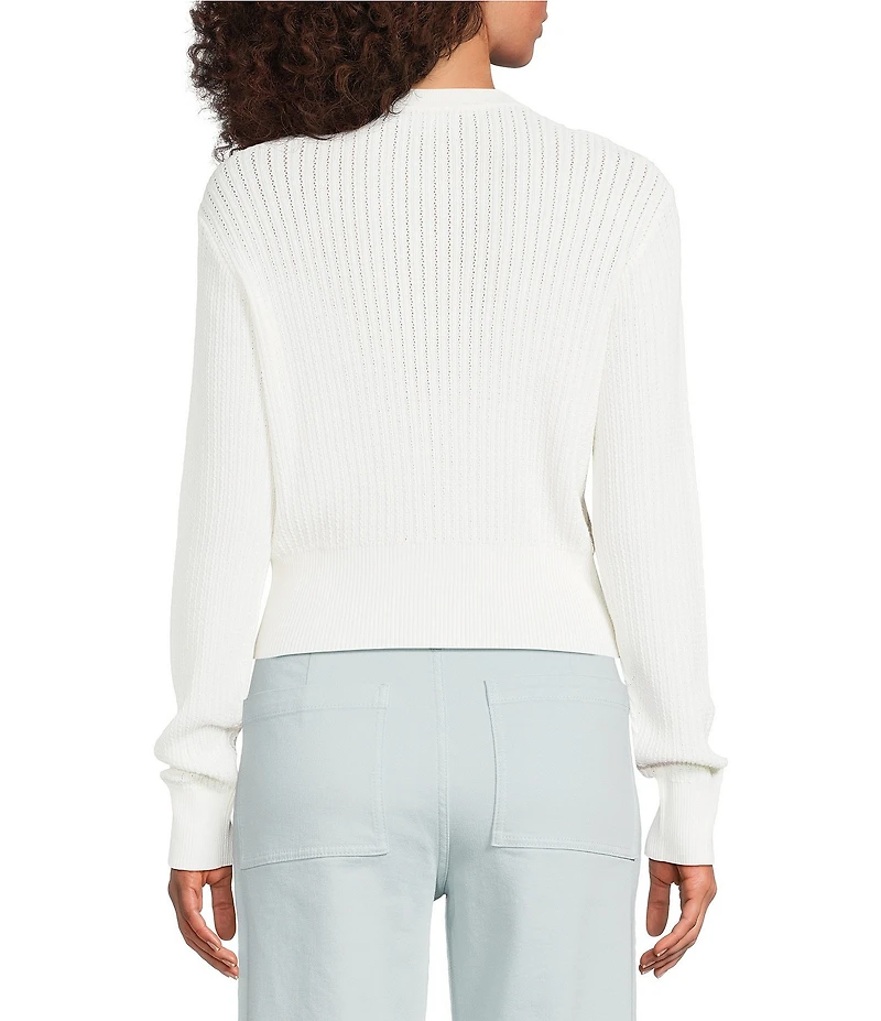 Antonio Melani Delphine Embroidered Button Front Long Sleeve Cardigan