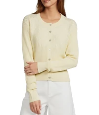 Antonio Melani Delphine Embroidered Button Front Long Sleeve Cardigan