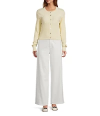 Antonio Melani Delphine Embroidered Button Front Long Sleeve Cardigan