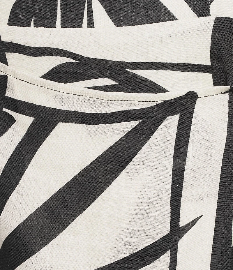 Antonio Melani Destiny Palm Printed Linen Square Neck Sleeveless Maxi Dress