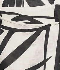 Antonio Melani Destiny Palm Printed Linen Square Neck Sleeveless Maxi Dress