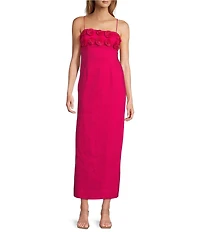 Antonio Melani Dottie Textured Linen Square Neck Sleeveless Midi Dress