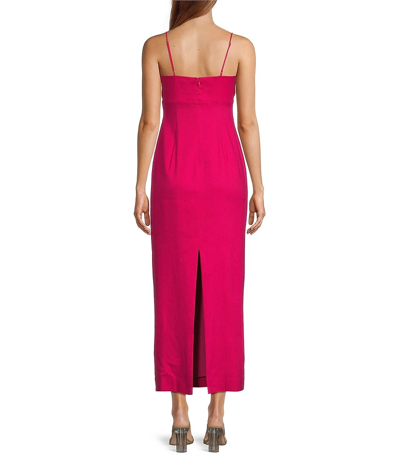 Antonio Melani Dottie Textured Linen Square Neck Sleeveless Midi Dress