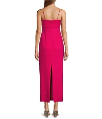 Antonio Melani Dottie Textured Linen Square Neck Sleeveless Midi Dress