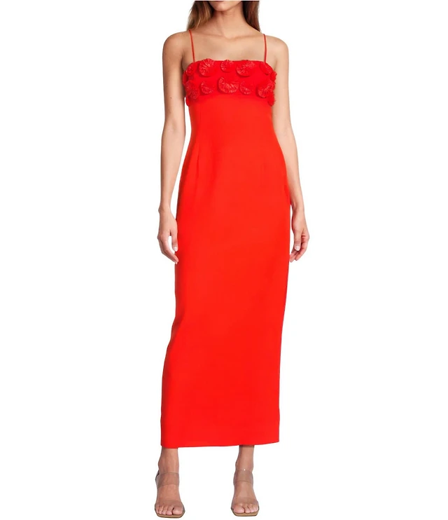 Antonio Melani Dottie Textured Linen Square Neck Sleeveless Midi Dress |  Brazos Mall