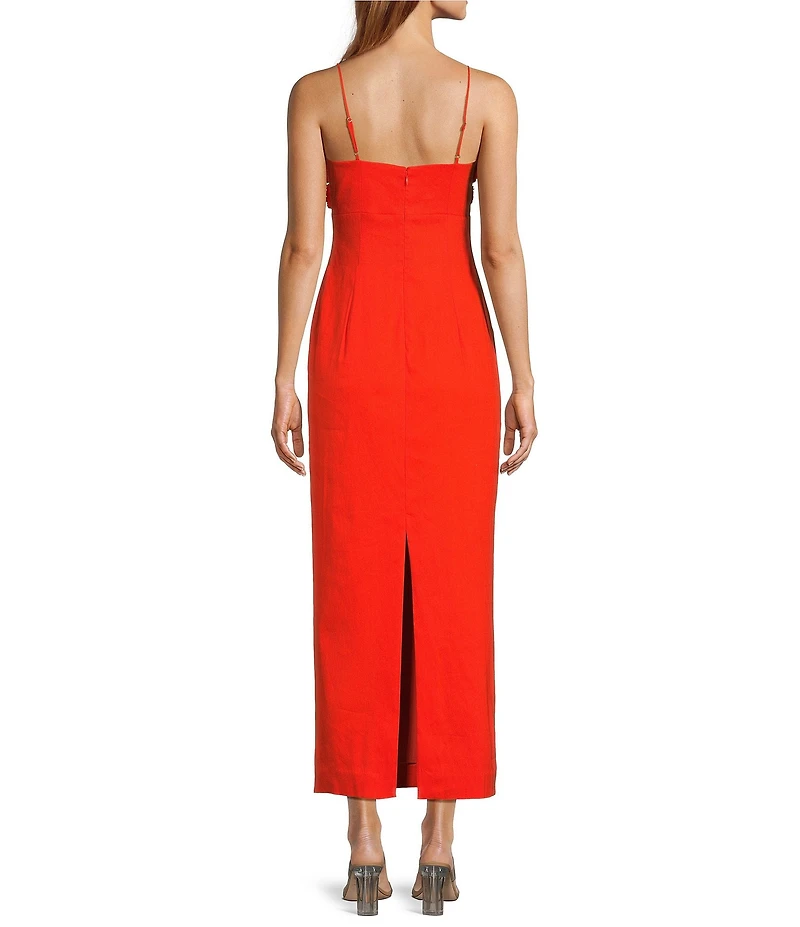 Antonio Melani Dottie Textured Linen Square Neck Sleeveless Midi Dress