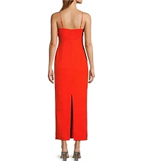 Antonio Melani Dottie Textured Linen Square Neck Sleeveless Midi Dress