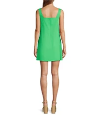 Antonio Melani Eliana Linen Blend Square Neck Sleeveless Dress