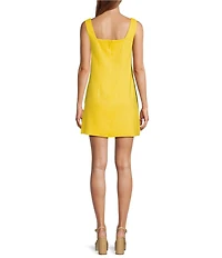Antonio Melani Eliana Linen Blend Square Neck Sleeveless Dress