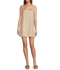 Antonio Melani Eliana Linen Square Neck Sleeveless Shift Mini Dress