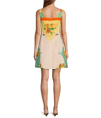 Antonio Melani Eliana Fruit Printed Linen Square Neck Sleeveless Dress