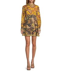 Antonio Melani Ellery Paisley Mock Neck Long Sleeve Dress