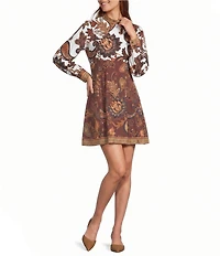 Antonio Melani Ellery Paisley Mock Neck Long Sleeve Dress
