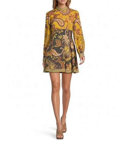 Antonio Melani Ellery Paisley Mock Neck Long Sleeve Dress