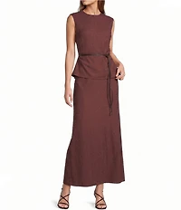 Antonio Melani Elsie Drawstring Round Neck Cap Sleeve Midi Dress