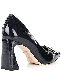 Antonio Melani Elsie Printed Patent Leather Ornamented Flared Heel Dress Pumps