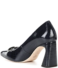 Antonio Melani Elsie Printed Patent Leather Ornamented Flared Heel Dress Pumps