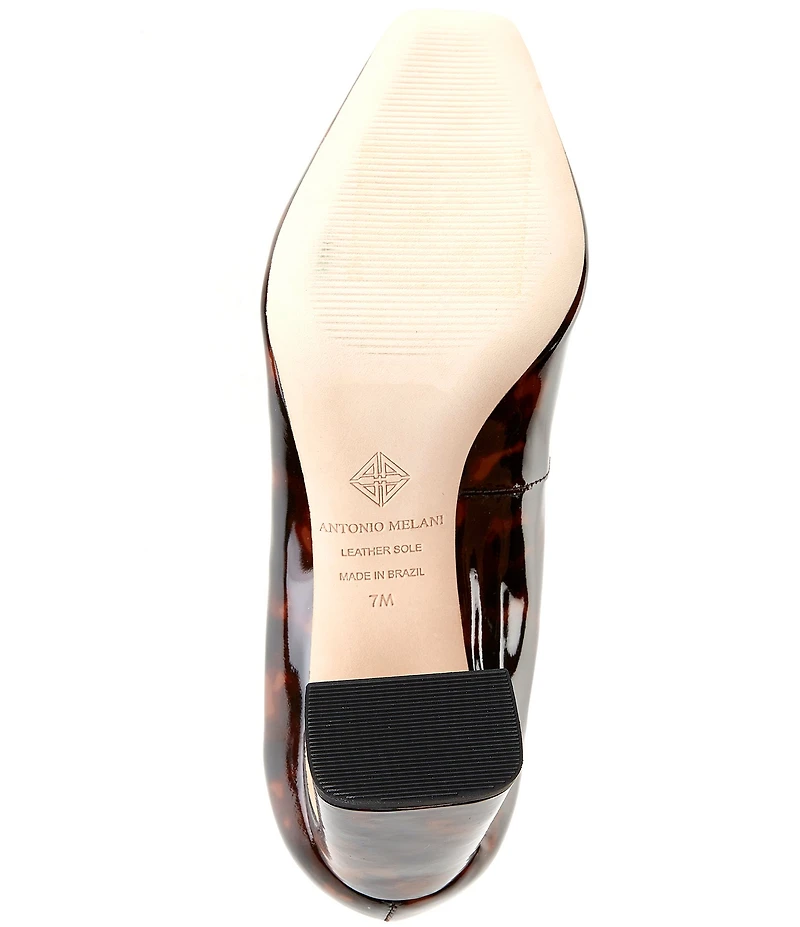 Antonio Melani Elsie Tortoise Patent Leather Ornamented Flared Heel Dress Pumps