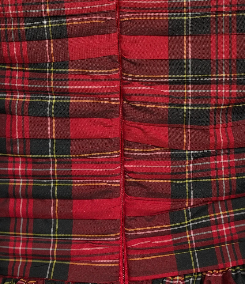 Antonio Melani Elvira Plaid Tie Square Neck Long Puffed Sleeve Blouse