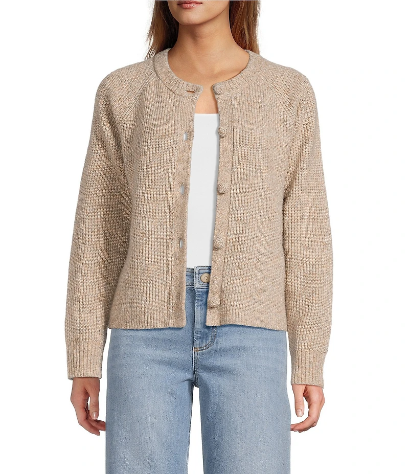 Antonio Melani Emilia Wool Blend Button Front Long Sleeve Cardigan