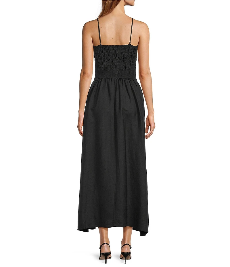 Antonio Melani Essie Linen Blend Square Neck Sleeveless Smocked Dress