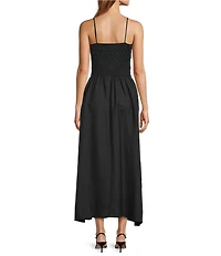 Antonio Melani Essie Linen Blend Square Neck Sleeveless Smocked Dress