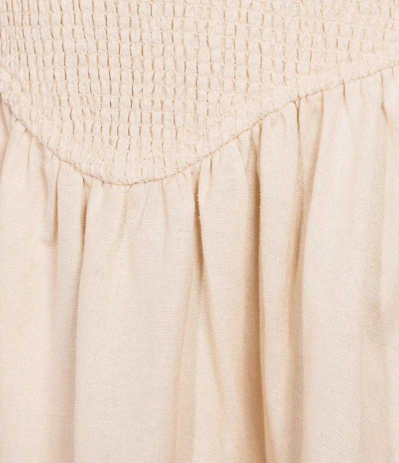 Antonio Melani Essie Linen Blend Square Neck Sleeveless Smocked Dress