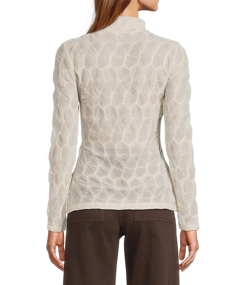 Antonio Melani Evangeline Puckered Jacquard Long Sleeve Coordinating Turtleneck Top