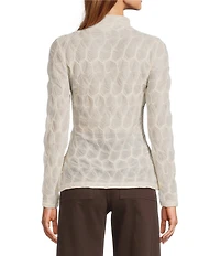 Antonio Melani Evangeline Puckered Jacquard Long Sleeve Coordinating Turtleneck Top