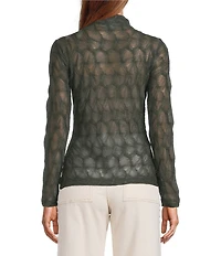 Antonio Melani Evangeline Puckered Jacquard Long Sleeve Coordinating Turtleneck Top