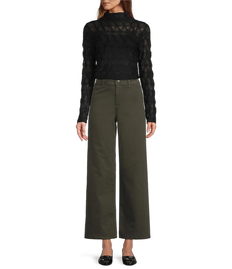 Antonio Melani Evangeline Puckered Jacquard Long Sleeve Coordinating Turtleneck Top