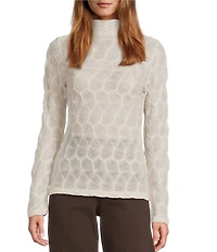 Antonio Melani Evangeline Puckered Jacquard Turtleneck Long Sleeve Top