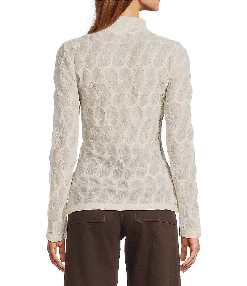 Antonio Melani Evangeline Puckered Jacquard Turtleneck Long Sleeve Top