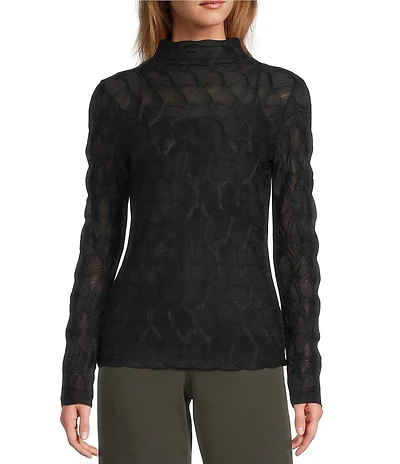 Antonio Melani Evangeline Puckered Jacquard Turtleneck Long Sleeve Top