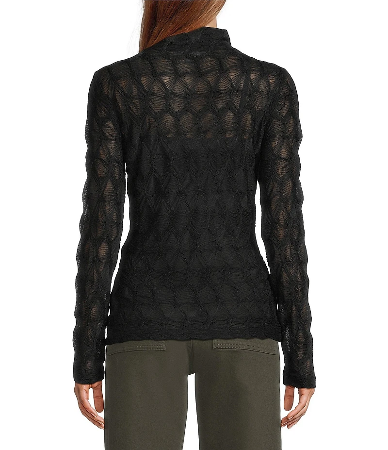 Antonio Melani Evangeline Puckered Jacquard Turtleneck Long Sleeve Top