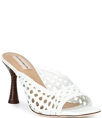 Antonio Melani Evelyne Leather Woven Dress Slide Sandals