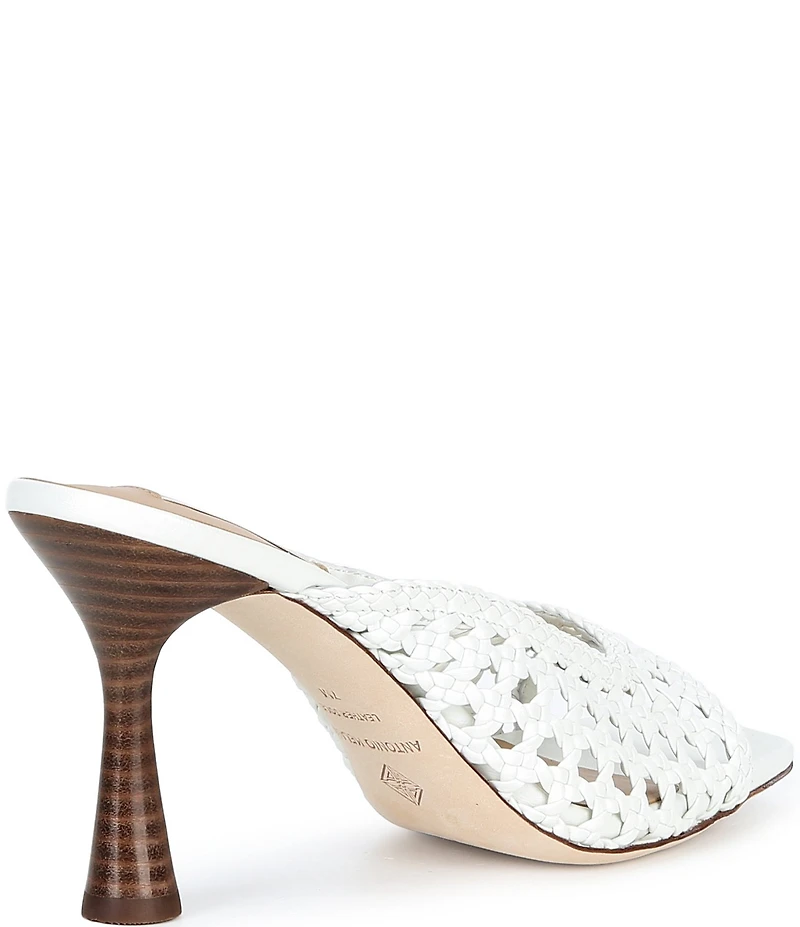 Antonio Melani Evelyne Leather Woven Dress Slide Sandals