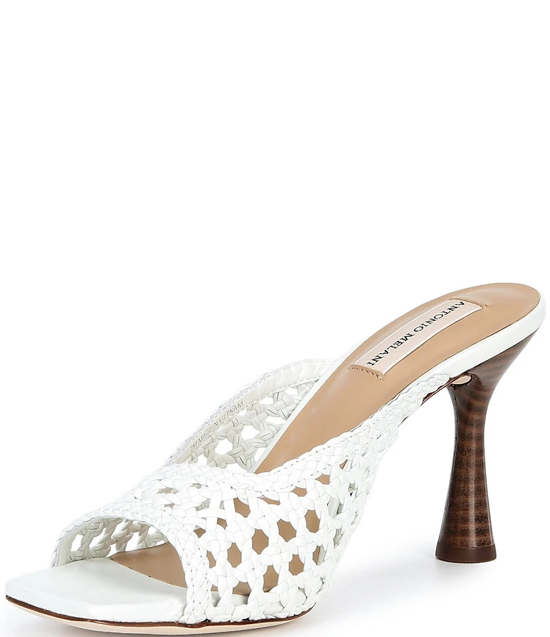 Antonio Melani Evelyne Leather Woven Dress Slide Sandals