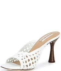Antonio Melani Evelyne Leather Woven Dress Slide Sandals