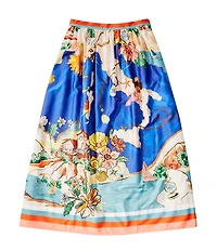 Antonio Melani Evie Woven Ocean Print High Rise A-Line Coordinating Skirt