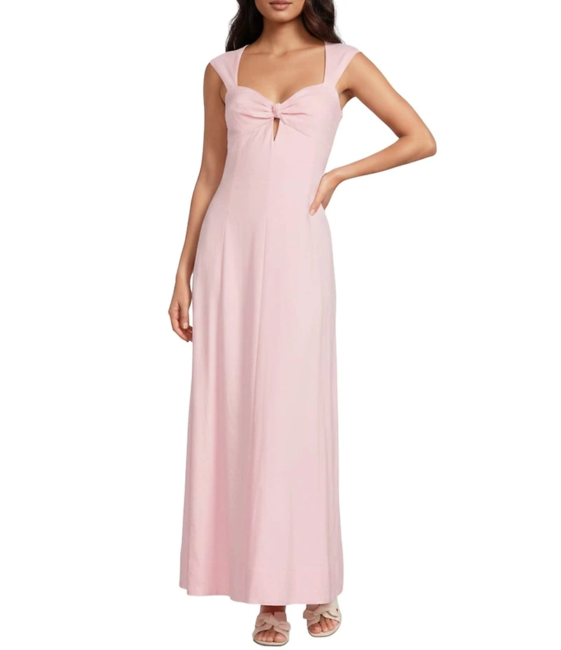 Antonio Melani Fawn Linen Sweetheart Neck Sleeveless A-line Maxi Dress