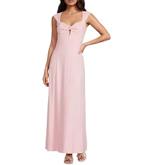 Antonio Melani Fawn Linen Sweetheart Neck Sleeveless A-line Maxi Dress