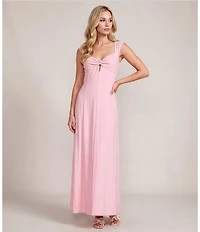 Antonio Melani Fawn Linen Sweetheart Neck Cap Sleeve A-line Maxi Dress