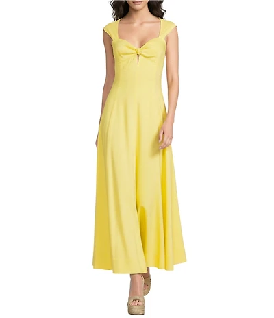 Antonio Melani Fawn Linen Sweetheart Neck Sleeveless A-line Maxi Dress