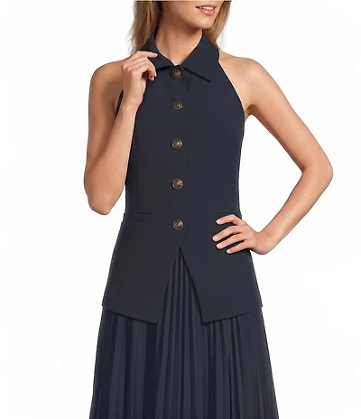 Antonio Melani Fiona Point Collar Sleeveless Button Front Vest