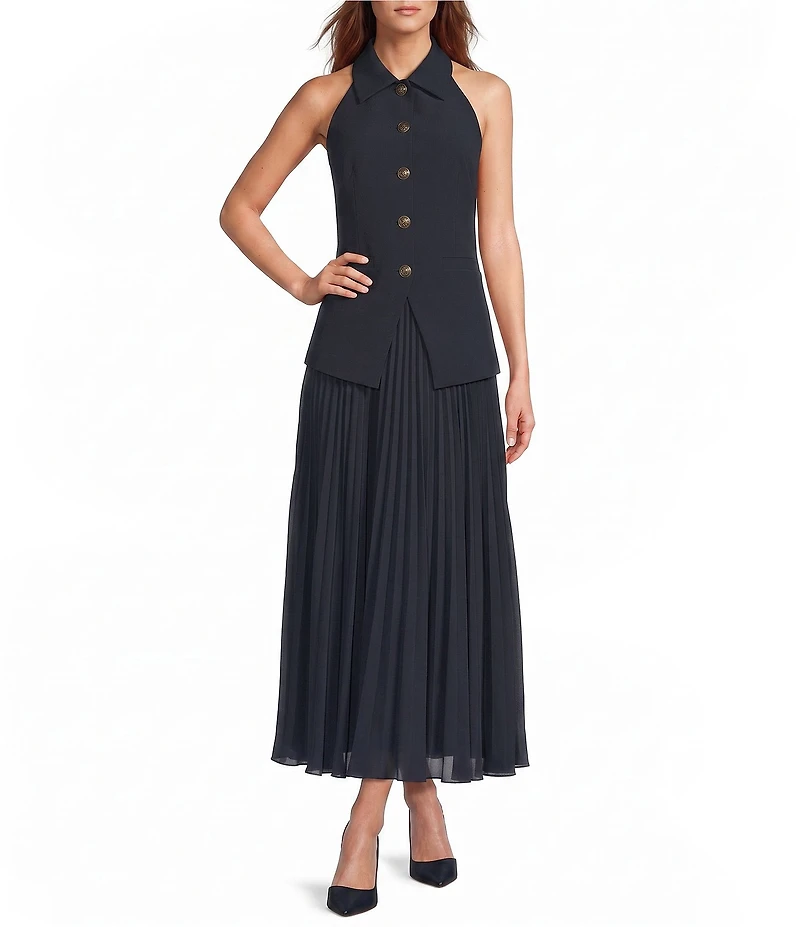 Antonio Melani Fiona Point Collar Sleeveless Button Front Vest