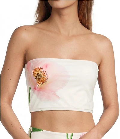 Antonio Melani Floral Detachable Halter Strap Bandeau Swim Top