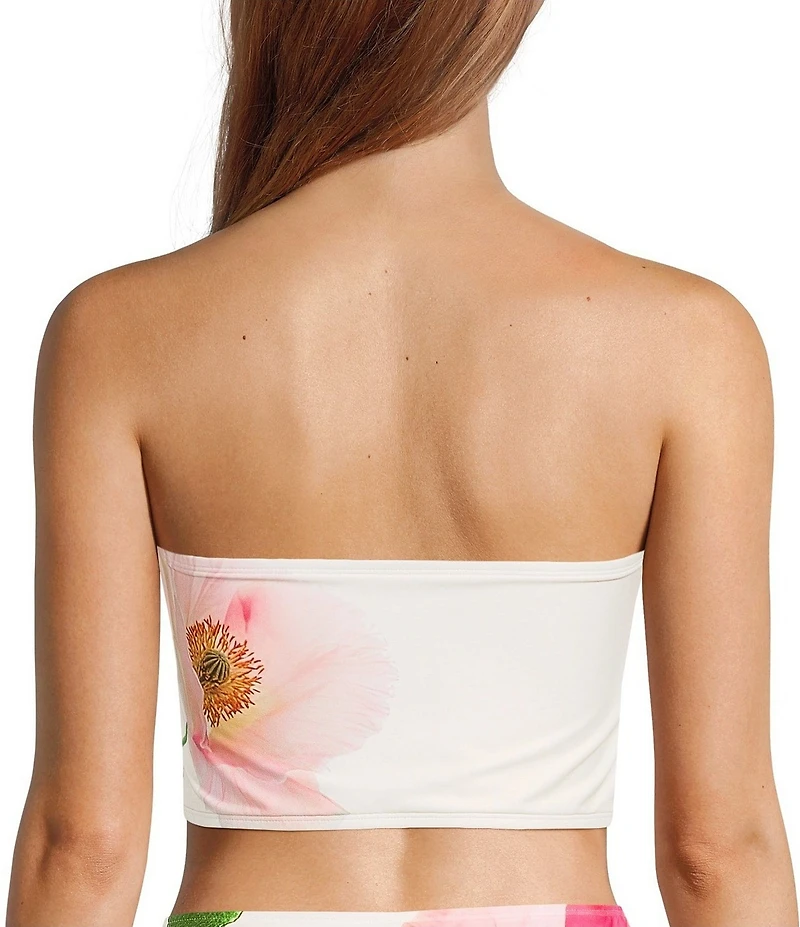 Antonio Melani Floral Detachable Halter Strap Bandeau Swim Top