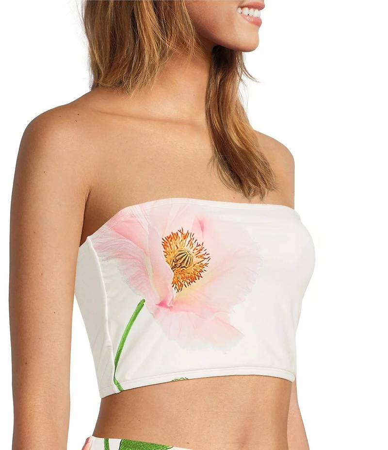 Antonio Melani Floral Detachable Halter Strap Bandeau Swim Top
