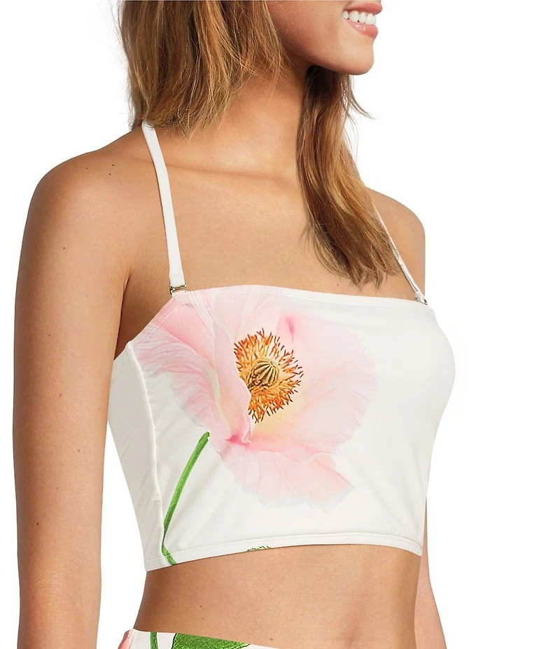 Antonio Melani Floral Detachable Halter Strap Bandeau Swim Top